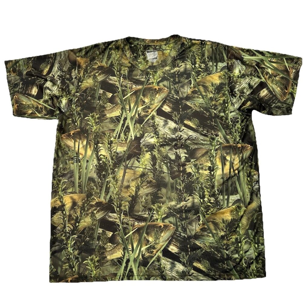 Fishouflage Bass Green Fishing Shirt Short Sleeve Mens Size XL Outdoor Gear